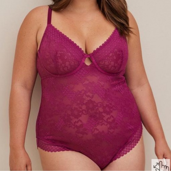 torrid Tops - NWT!! TORRID lace bodysuit in pink raspberry fuchsia, 2X.